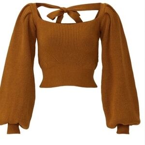 MINKPINK Mustard Puff Sleeve Top